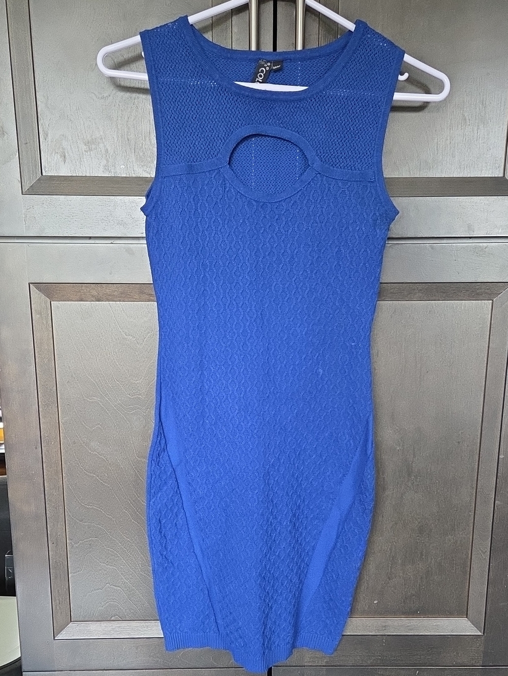 Colori Cut-Out Royal Blue Sleeveless Knit Sheath Dress